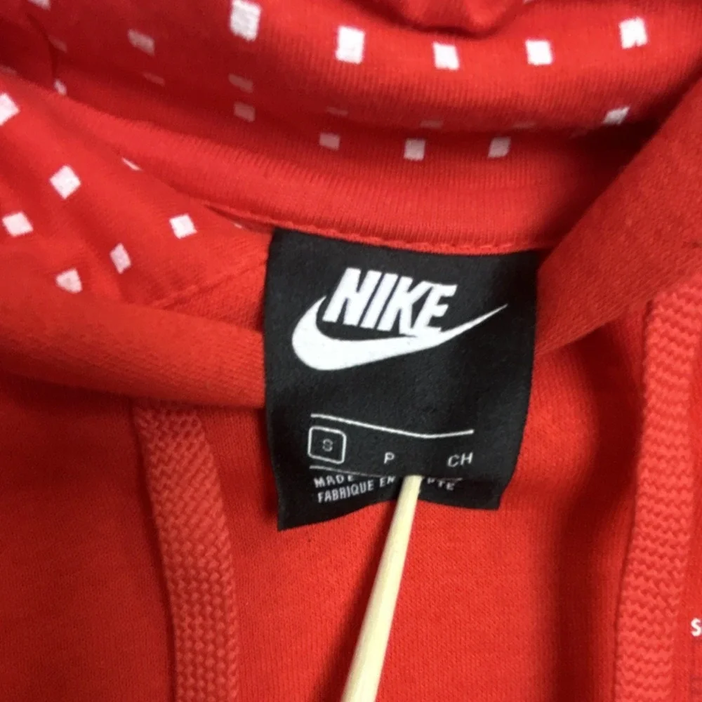 Nike‎ Red Polka Dot Graphic Print Hoodie Pullover Streetwear Casual Size Small